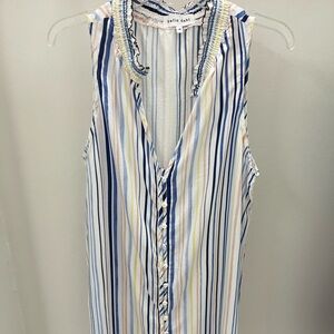 Bella Dahl Womens Rainbow Stripe Sleeveless Dress M